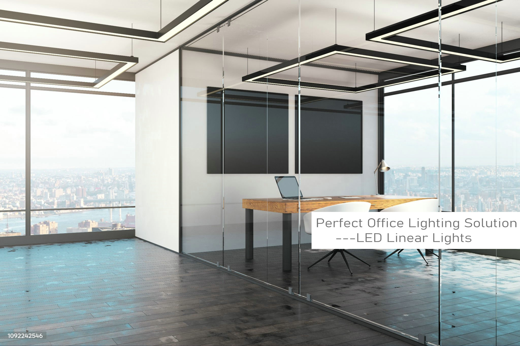 Osvětlení prostorů pomocí LED lineárních světel obdélníkového tvaru